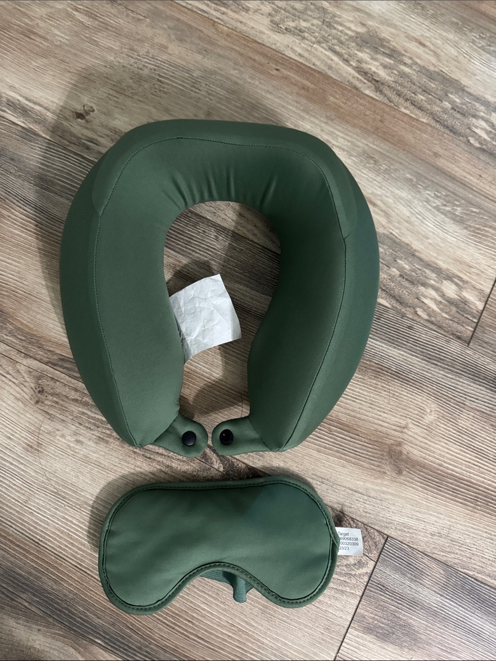 Adult Travel Neck Pillow and Eye Mask Set - Green